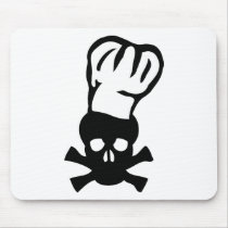 black chef skull chefs head cook mouse pad