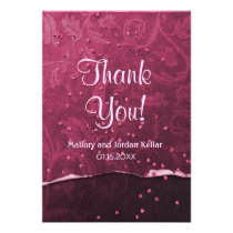 Black Cherry Damask Thank You invitations