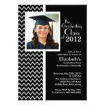 Black Chevron Photo Graduation Party Invitation invitations