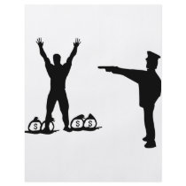 black cop and robber icon flyer design