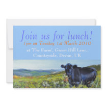 Black Cow & landscape painting Join us for lunch! Custom Announcement