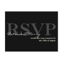 Black cream RSVP simple wedding response card