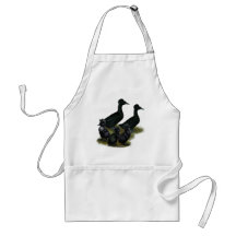 Black Crested Duck Family Aprons