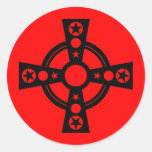 Black Cross and Stars Round Stickers
