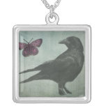 Black Crow and Butterfly necklace