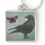 Black Crow and Butterfly premium keychain