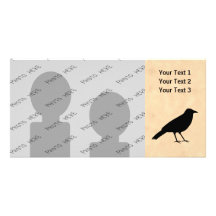 Black Crow Bird on a Parchment Pattern. Photo Card Template