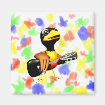 Black crow playing guitar graphic magnets
