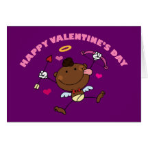 Black Cupid Jumping Valentine Cards