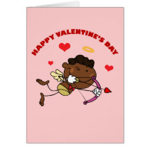 Black Cupid Shooting Arrow Valentine Greeting Card