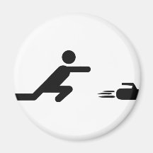 black curling icon fridge magnet