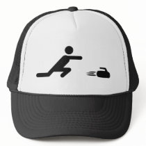 black curling icon trucker hat