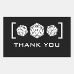 Black D20 Dice Gamer Thank You Stickers
