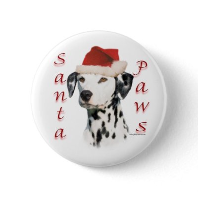 Black Dalmatian Santa Paws - Button by GreyWolfCreation