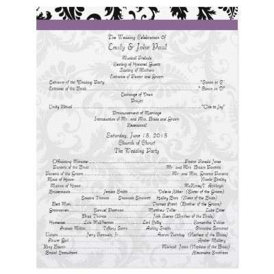 Black Damak Swirls  Wedding Program by samack