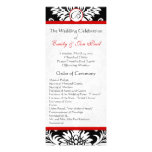 Black Damask 9x4 Red Trim Wedding Program Personalized Invitation