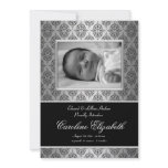 Black Damask Baby Birth Announcements