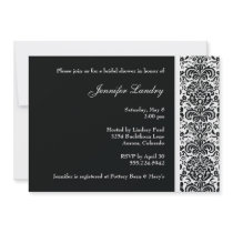 Black Damask Bridal Shower Invitation