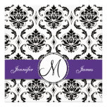 Black Damask Dark Purple Wedding Invitations