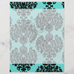 black damask elegance on aqua blue full colour flyer