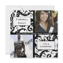 Black Damask  Graduation Farewell Invitation