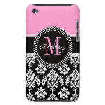 Black Damask iPod Case | Monogram Pink iPod Touch Cover