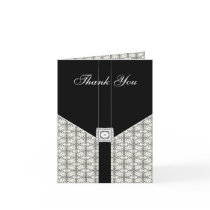Black Damask Lace Diamond  Thank You Card