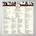 Black Damask Maroon Seating Chart Table Numbers Posters