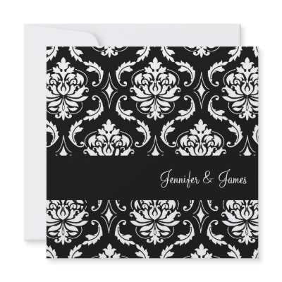 Black Damask Monogram Invitations for Weddings by monogramgallery