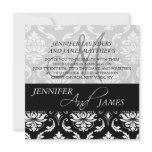 Black Damask Monogram Name Wedding Invitations