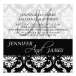 Black Damask Monogram Name Wedding Invitations