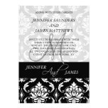 Black Damask Monogram Names Wedding Invitations