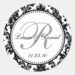Black Damask Monogram Sticker