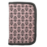 Black Damask on Faded Pink Background Folio Planner