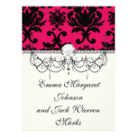 black damask on raspberry bold custom announcements