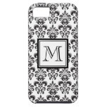 Black Damask Pattern 2 with Your Monogram iPhone 5 Case
