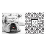 Black Damask Pattern 2 with Your Monogram Photo Greeting Card