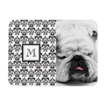 Black Damask Pattern 2 with Your Monogram Flexible Magnet