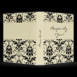 Black Damask Personalized Cook Book Recipe Binder binders
