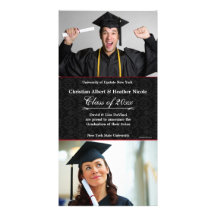 Black Damask Photo Graduation Card Photo Card