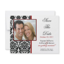 Black Damask Photo Save The Date Announcement