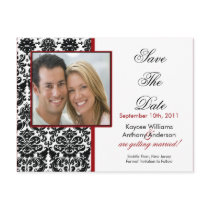 Black Damask Photo Save The Date POSTCARD!