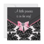 Black Damask Pink Bow Princess Baby Shower