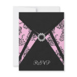 Black Damask Pink Elegant Black RSVP Custom Invites