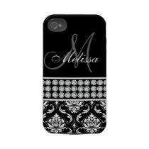 Black Damask Printed Diamonds iPhone 4 Case-Mate