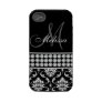 Black Damask Printed Diamonds iPhone 4 Case-Mate