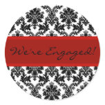 Black Damask & Red Envelope Seal Favour Sticker