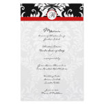 Black Damask Red Trim Wedding Menu