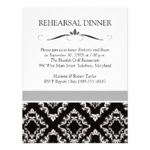 Black Damask Rehearsal Dinner Invitation