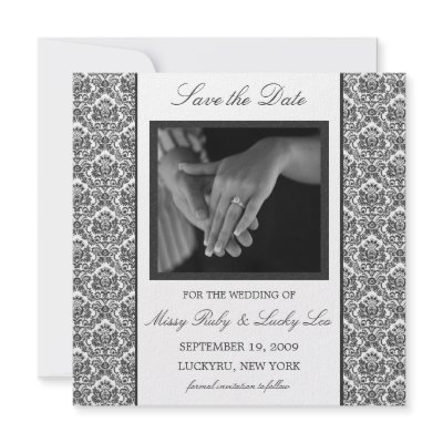 Black Damask Save the Date Announcement by mjakubo434